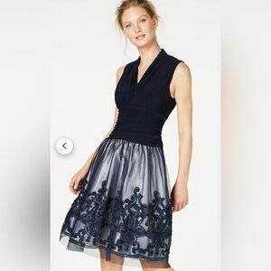 Vintaje S.L .Fashions party Dress Nwt Elegant Navy